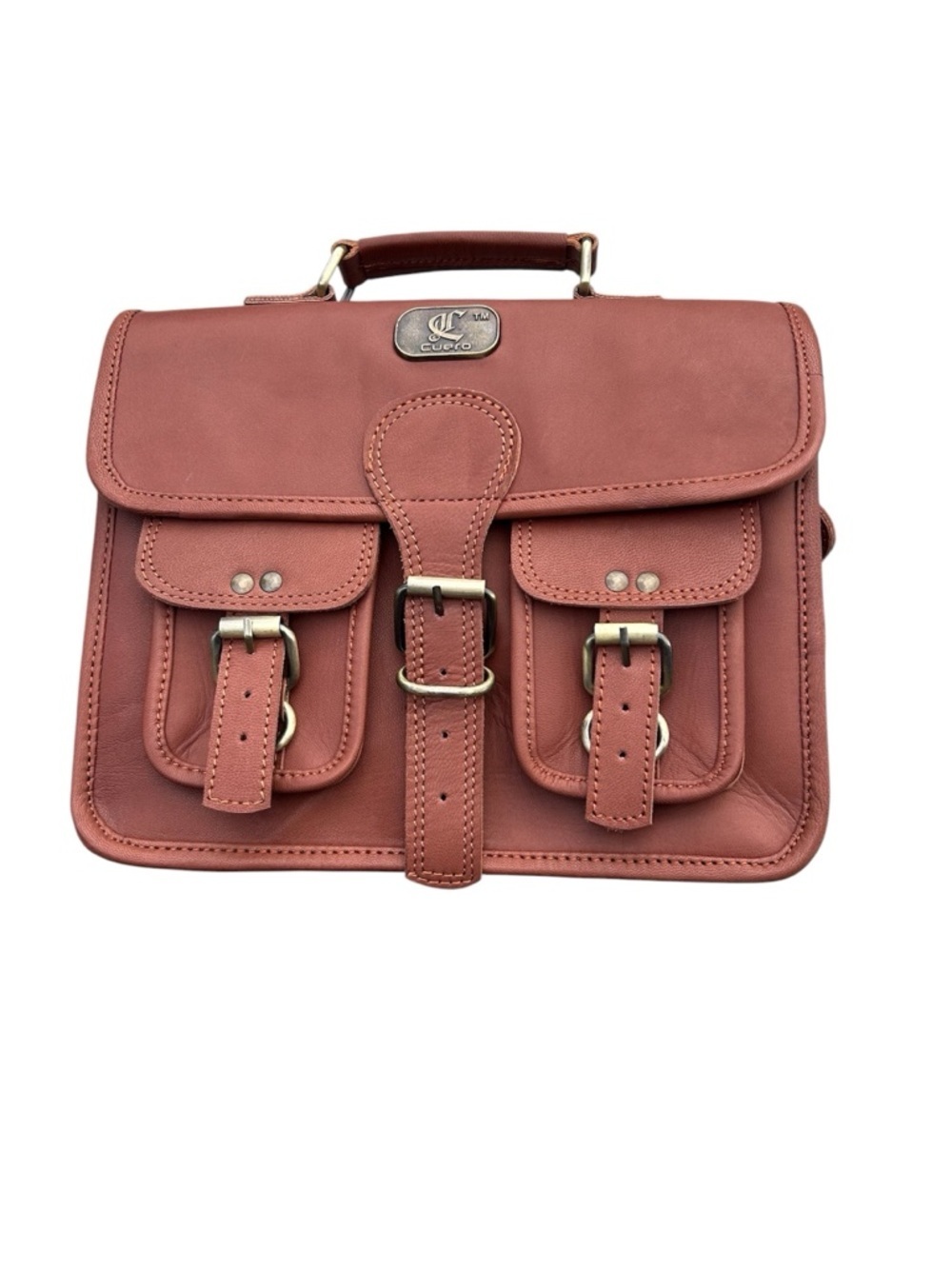 Cuero Genuine Leather Satchel / Briefcase • Brown • No Strap • Read Description